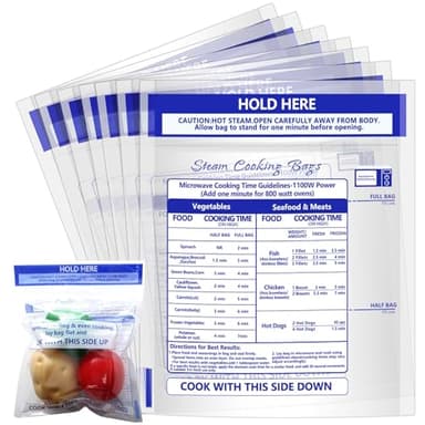 12 Pcs Zipper Steam Bags Reusable Microwave Steamer Cooking Bags Frozen Food Microwave Steam Bag for Vegetables Potatoes Meat, 7.1 X 7.9 Inches (12)