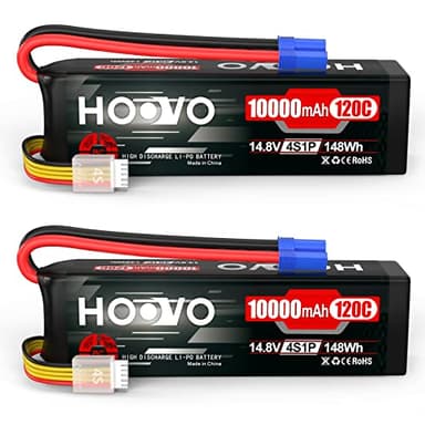 HOOVO 4S Lipo Battery 14.8V 10000mAh 120C RC Battery EC5 Plug Soft Case Compatible for RC Cars, Drones, DJI, FPV, RC Plane, Racing Hobby 2 Pack