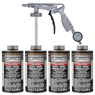 Barrier Bond - Rubberized Undercoating Sound Deadener Kit, 28oz 4-Pack, Black Spray, Vehicle Undercoating, with Spray Gun