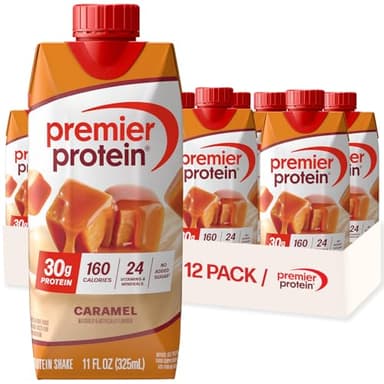 Premier Protein Shake, Caramel, 30g Protein, No Added Sugar, 24 Vitamins & Minerals to Support Immune Health, 11 fl oz, 12 Pack