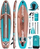UPWELL 11’6”Inflatable Stand Up Paddle Board with Kayak Seat, Premium SUP Paddle Boards for Adults, Blow up Paddle Boards 6” Thick, Timber