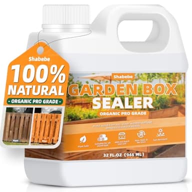 Shabebe Garden Box Sealer 32OZ/946ML, Non-Toxic & Plant-Based Waterproofing Wood Sealer for Raised Garden Beds, Planters & Pet Shelters, Long-Lasting Protection Against Water, Sun & Weather Damage