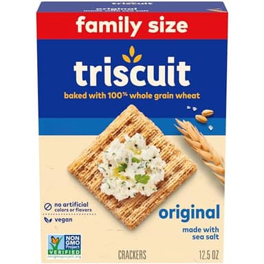 Triscuit Original Whole Grain Wheat Crackers, Vegan Crackers, Healthy Snacks, Lunch Snacks, Family Size, 12.5 oz