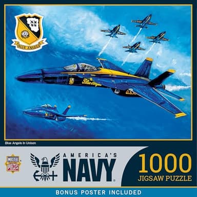 MasterPieces 1000 Piece Jigsaw Puzzle for Adults - U.S. Navy Blue Angels in Unison Patriotic Puzzle - 19.25"x26.75" - Adult Jigsaw Puzzles 1000 Pieces