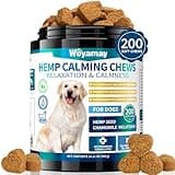 Woyamay Hemp Calming Chews for Dogs, 200 Treats Dog Calming Chews for Anxiety & Stress Relief, Anxiety Relief Treats for Dogs with Hemp Oil, Melatonin Dog Calm Treats for Stress|Sleep|Separation