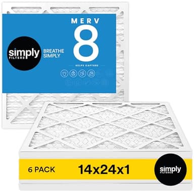 Simply 14x24x1 Air Filter, MERV 8, 6 Pack, For Home AC Furnace & HVAC (Actual Size: 13.75"x23.75"x0.75") DUST, Pet, & Allergy Control