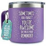 KLUBI Birthday Gifts for Women Who Have Everything - Sometimes You Forget You Are Awesome Gifts for Women Birthday Gifts for Mom From Daughter 14oz Purple Mug Gifts Baskets for Women Fun Teacher Gift