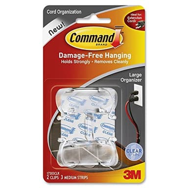 Command Strips 17303clr Large Clear Cord Clips 2 Count With Command Adhesive Strips