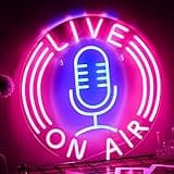 Live On Air Neon Sign Led Neon Signs Wall Decor Live On Air Neon Lights Usb Powered 12.8’’X12.8’’ Boys Room Game Room Decor Living Room Decor Studio Office Decoration Gift（Pink Blue）