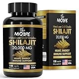Organic Shilajit with Fulvic Acid, Humic Acid, 85+ Minerals- Gold Grade Plus - Same as Resin - Energy, Stamina, Brain Support - 120 Capsules - Made in The USA