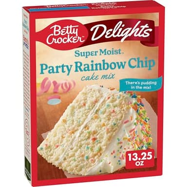Betty Crocker Delights Super Moist Party Rainbow Chip Cake Mix, 13.25 oz
