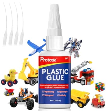 Protado Plastic Glue, 35g Heavy Duty Super Strong Clear Glue, Waterproof Heat Resistant Adhesive for Plastic Bonding, Repair, ABS, PVC, PLA, 3D Printing, Acrylic, Nylon, Vinyl, Toys, Models, DIY Kits