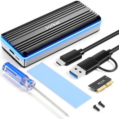 Jorkar External SSD Enclosure USB-C 3.2 for 12+16 Pin MacBook SSD, Hard Drive Reader for A1466 A1465 A1502 A1398 SSDs Mac Air/Pro mid 2013-2017, Portable Aluminum SSDs Case with Indicator
