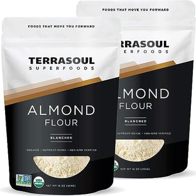 Terrasoul Superfoods Organic Almond Flour, 2 Lbs (Pack of 2) - Fine Texture | Grain-Free | Gluten-Free | Perfect for Keto Baking
