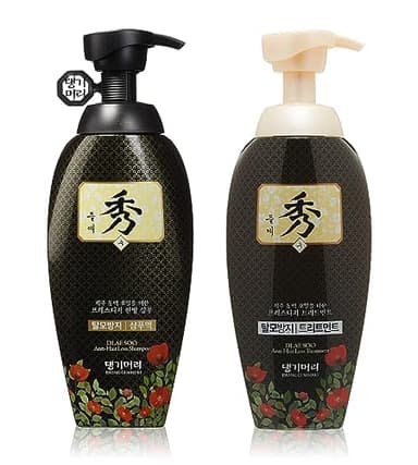 DAENG GI MEO RI - Dlaesoo Anti Hair-Loss Shampoo and Treatment Set, Jeju Camellia Oil, Nutrition, Scalp Care, Hair Shine 13.5 FL OZ 400ml Each