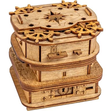 iDventure Cluebox - Davy Jones Locker - Escape Room Game - Pirate Puzzle Box - Gift Box - 3D Wooden Puzzle for Adults - Wooden Jigsaw - Brain Teaser - Birthday Gift Gadget for Men - Money Box