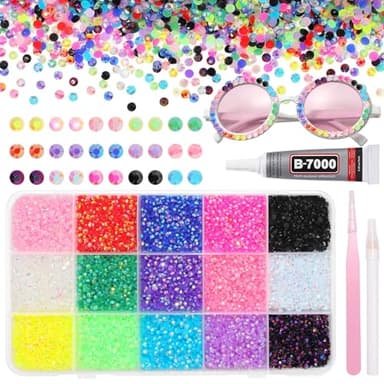 16000Pcs Color Rhinestones for Bedazzling Kit, 3mm Mix Sizes Jelly Resin Gems, Gems Bedazzling for Crafting, Flatback Resin Rhinestones for DIY Face Makeup Crafts Tumblers Shoes