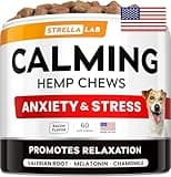 Hemp Calming Chews for Dogs - Dog Calming Treats - Anxiety Relief Treats - Dog Calming Chews - Stress - Sleep Calming Aid - Health & Wellness Supplements for Dog Separation Barking - 60 Treats