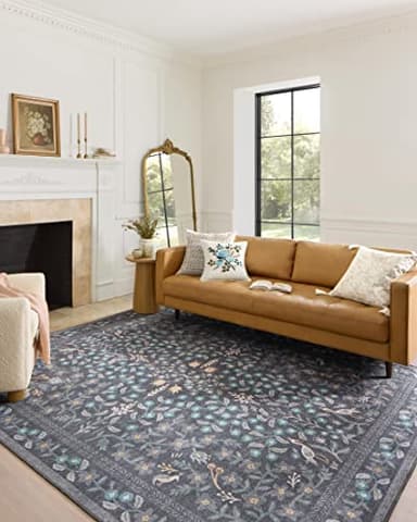 Loloi Rifle Paper Co. Maison Collection MAO-01 Nightingale Black 5'-0" x 7'-6", .19" Pile Height, Area Rug