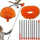 20+ Feet High Reach Dusting Kit, Cobweb Duster & Ceiling Fan Duster with 3-14 ft Extension Pole for Cleaning, Microfiber Feather Duster Cleaner for Cleaning Walls Bookshelves Furniture Door Window