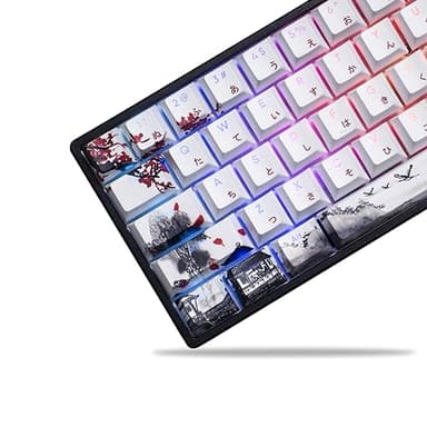 XVX PBT Japanese Keycaps, Shine Through White Keycap, Plum Blossom Custom Keycap Set 127 Keys, Doubleshot Key caps, Cherry Profile Keyboard Keycaps for Cherry Gateron MX Switches Mechanical Keyboards