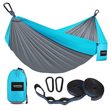Kootek Camping Hammock 500 lbs Capacity, Portable Hammocks with Tree Straps & Attached Carry Bag, Camping Essentials Gear, Perfect for Outside Indoor Hiking Beach Backpack Travel