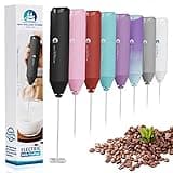 Powerful Milk Frother Wand - Mini Handheld Milk Frother with Stainless Steel Whisk - Battery-Powered Drink Mixer for Coffee, Lattes, Cappuccinos, Matcha - Coffee Enthusiasts Gift - Black