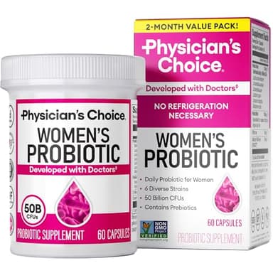 Physician's Choice Probiotics - PH Balance, Digestive, UT, & Feminine Health - 50 Billion CFU - 6 Unique Strains for Women - Organic Prebiotics, Cranberry Extract+ - Probiotic - 60 CT