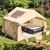 YOLENY 4-6 Person Inflatable Tent with Clear Skylight, Pump & Stove Jack, 97 SFT Waterproof Blow Up Tent, Easy Setup for Family Camping & Hiking
