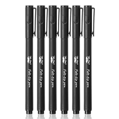 Mr. Pen- Black Felt Tip Pens, Fine Point Pens Black, Pack of 6, Fast Dry, Bible Journaling Pens, No Smear, Planner Markers