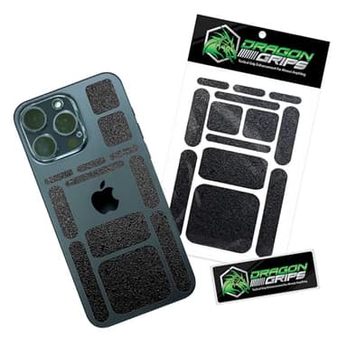 Dragon Grips 13-Piece Rectangular Rubber Grip Tape Pack - Black Rubberized Mouse Grip Tape, Versatile Non-Slip Stickers for Cell Phone Case, Gun, Tools, Gaming Controller, Laptop & More, Made in USA