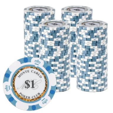 Gamers Lounge Monte Carlo 14-gram Poker Chips (100-pack) - Premium Heavyweight Clay Composite ($1 White)