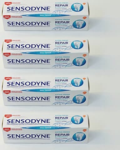 Sensodyne: "Repair & Protect Extra Fresh" Toothpaste, Powered by NovaMin * 2.53 Fluid Ounce (75ml) Tube (Pack of 4) * [ Italian Import ]