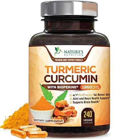 Turmeric Curcumin Supplement 95% Curcuminoids 1950mg with Organic Turmeric & BioPerine Black Pepper Extract for Best Absorption, Natural Vegan Joint Support, Non-GMO, Bottled in USA - 240 Capsules