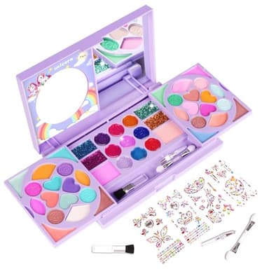 Kids Makeup Kit for Girls Real Washable Cosmetic 3+ Year Girl Birthday Gifts Pretend Play Toys for Girls 4-6, 6-8, 8-10 Non-Toxic