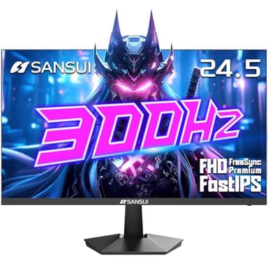 SANSUI Gaming Monitor, 24.5" 300hz 240hz FHD 1080P 1ms FPS PC Monitor Gaming, HDR, FreeSync, DisplayPort x2 HDMI x2, Fast IPS, 120% sRGB, Audio Jack, VESA Support, Desktop Compatible(ES-G25X1 PRO)