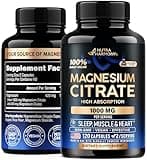 Magnesium Citrate Capsules 1000mg | High Absorption Supplement - Sleep, Muscle & Heart Support - Vegan | Non-GMO - Made in USA - As Powder | Pills | Tablets - 120 Capsules, 2 Month Supply
