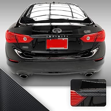 Gomu Trunk Trim Chrome Delete Blackout Precut Vinyl Wrap Overlay Kit Compatible with Infiniti Q50 2014 2015 2016 2017 - Carbon Fiber Black