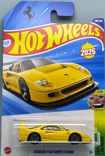 Hot Wheels Ferrari F40 Competizione [Yellow] Exotics 4/5, 198/250, New for 2025! 1:64 Scale Diecast Vehicle