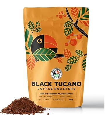 Black Tucano Specialty Coffee - Brazilian Ground Medium Roast - Honey Coffee Ground - 8.8 Ounces 250 Gr