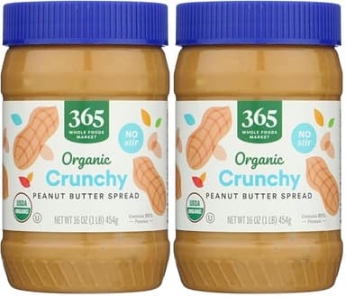 365 by Whole Foods Market, Organic Crunchy Peanut Butter, 16 Ounce (Pack of 2)