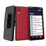 Case for Jitterbug Phone Smart3, BELTRON Slim Protective Grip Case & Belt Clip Clip Holster Combo with Kickstand for Lively Smart for Seniors (Red)