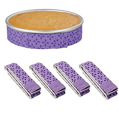 4-Piece Bake Even Strips, Super Absorbent Thick Cake Pan Dampen Strips, Keeps Cakes More Level and Prevents Crowning With Cleaner Edges