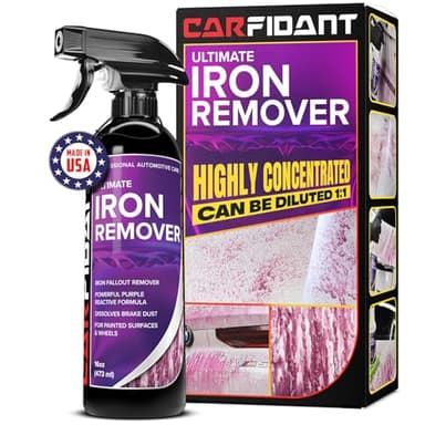 Carfidant Iron Remover for Car Detailing – Color-Changing Formula for Brake Dust & Iron Build-Up | Safe for Paint, Wheels & Coatings | pH Neutral Spray – 16 fl. oz.