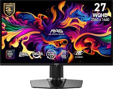 msi MAG 274QP QD-OLED X24 27-inch 2560 x 1440 (QHD) Gaming Monitor, 240Hz, Adaptive-Sync, HDMI, DisplayPort, VESA Mountable, Tilt, Height Adjustable, Speaker, 0.03ms, Black