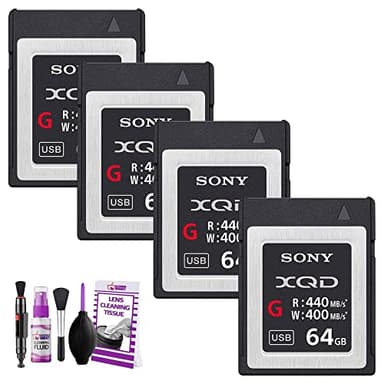 Sony Professional XQD G Series 64GB Memory Card (QDG64E/J) (4-Pack) + Bonus Camera Cleaning Kit