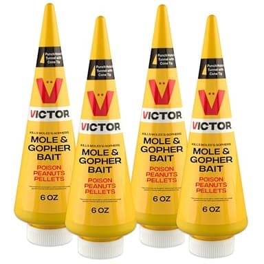 Victor M6006 Outdoor Mole & Gopher Poison Peanuts, Mole and Gopher Killer Bait, 4 Pack
