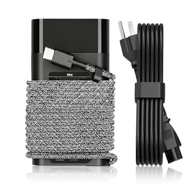 New Slim 65W USB C Laptop Charger Replacement for HP Laptop Charger Elitebook x360 Pavilion Spectre Chromebook Envy Elite x2 Computer Travel Type C Braided Cable Power Cord Ac Adapter