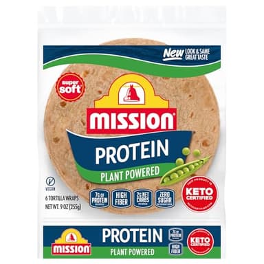 Mission Protein Tortilla Wraps, 6 Count, Vegan, Low Carb, High Fiber