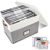 Board Game Storage, Board Game Organizer with 12pcs Zipper Bags and Writable Stickers, Board Game Organizers Storage with Lid for Office Supplies,Puzzles,Video Game,Craft Product (Gray, 1-Pack Large)